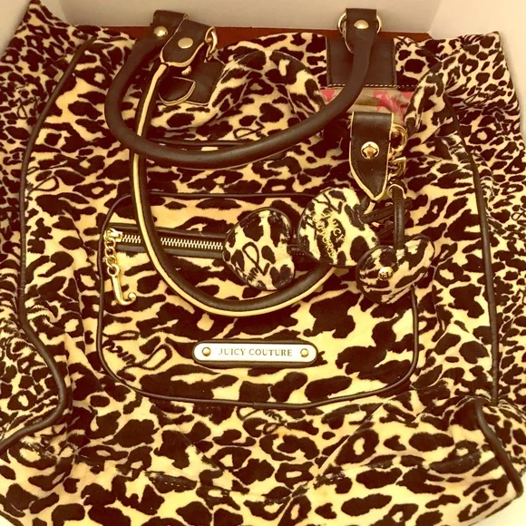 Juicy Couture Leopard Print Satchel with Black Accents - Picture 1 of 8